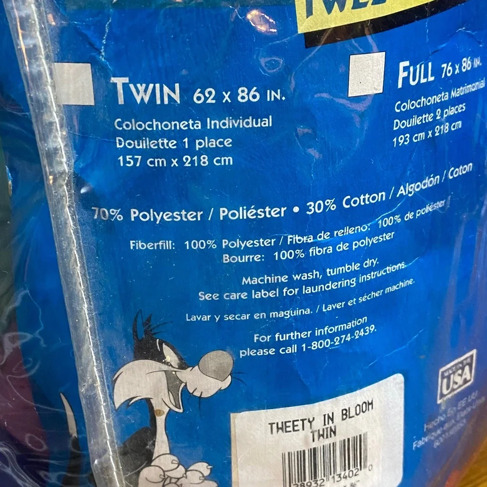Vintage Looney Tunes Tweety in Bloom Twin Comforter Bugs Bunny Sylvester 62x86